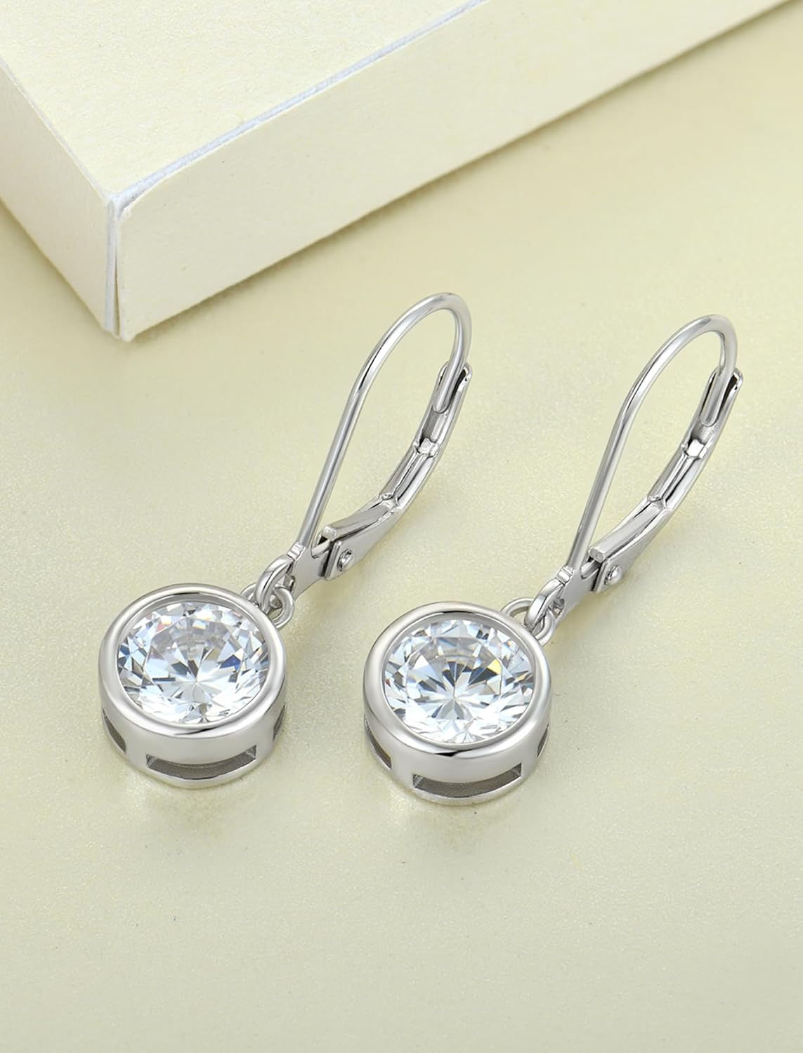 925 Sterling Silver Solitaire Teardrop Dangle Drop Earrings Pear/Heart/Round Cut Birthstone Leverback Earrings Jewelry for Women