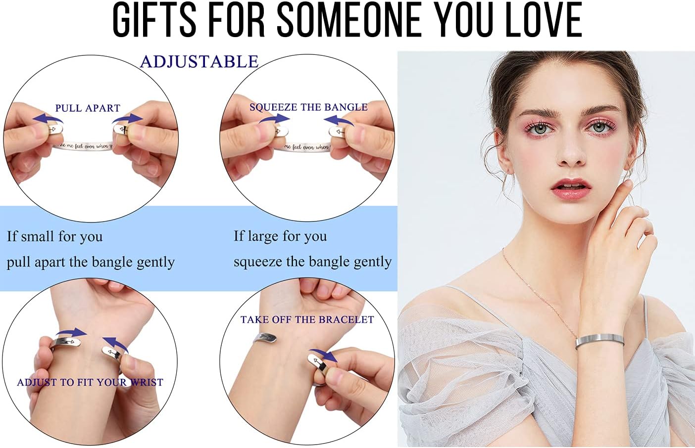 Bracelets for Women Mothers Day Bracelet Gifts from Daughter Inspirational Gifts for Women Graduation Gifts for Her Motivational Birthday Cuff Bangle Friendship Personalized Mantra Jewelry…
