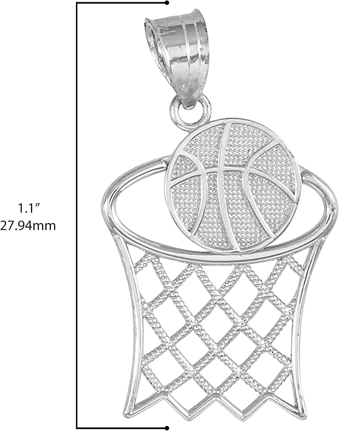 925 Sterling Silver Basketball Hoop Charm Pendant