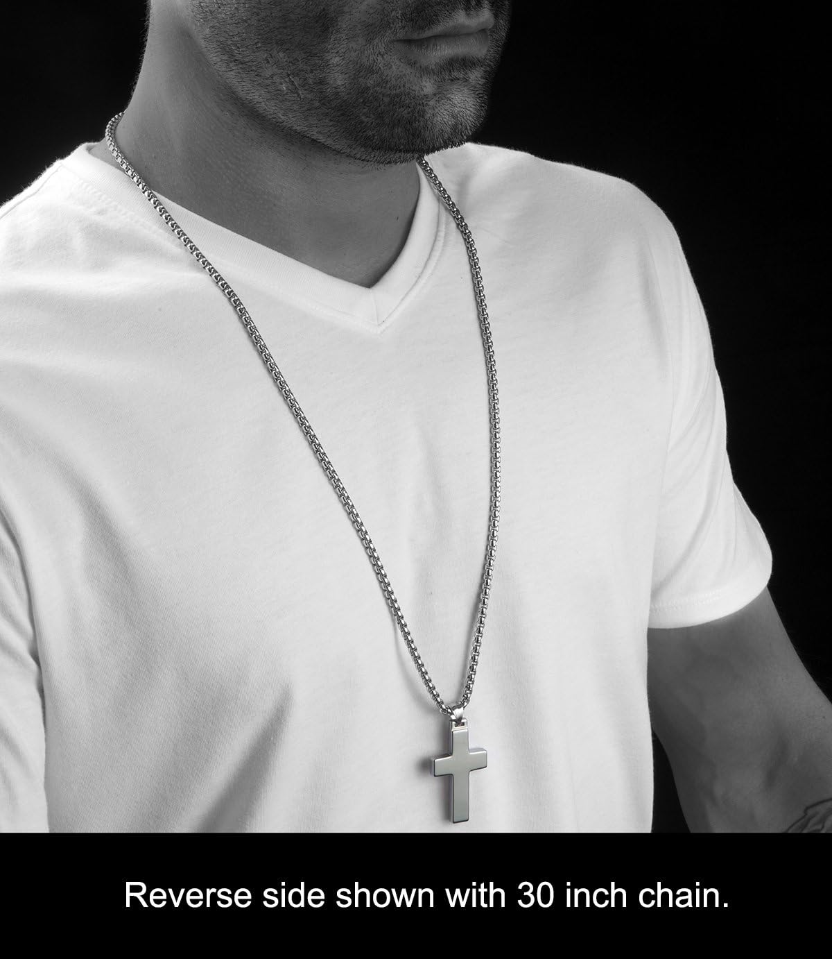 Unique GESTALT® Tungsten Cross Pendant with 4Mm Surgical Stainless Steel Box Chain.