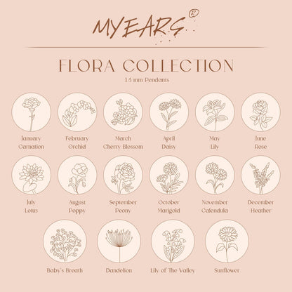 Women Birth Flower Necklace Gold Coin Engraved Disc 12 Month Flower Bouquet Pendant 14K Gold Plated Dainty Chain Personalized Floral Jewelry Birthday Gift