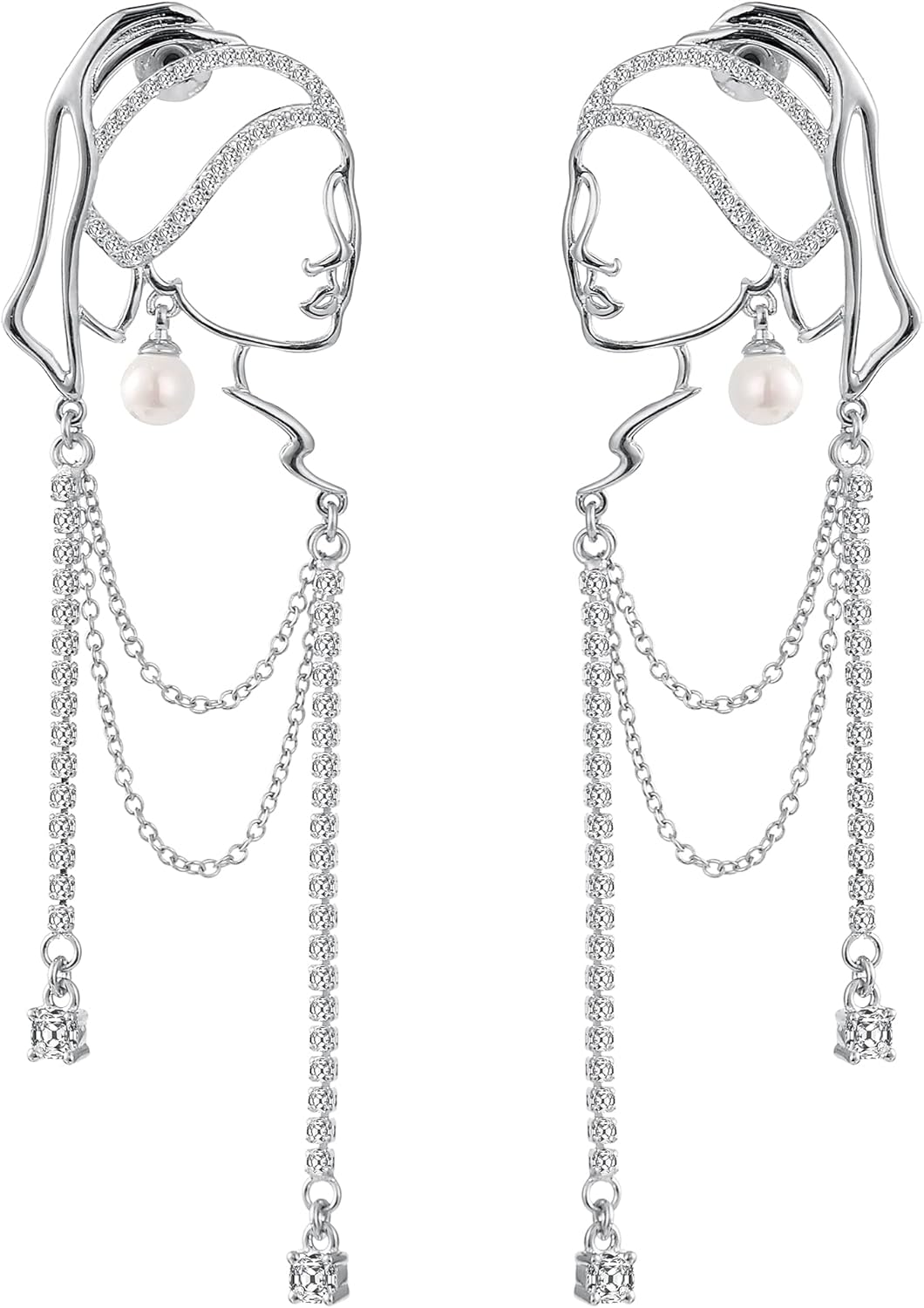Unique Abstract Face Art Earrings Dangle Statement Long Earrings for Women Tassel Chandelier Handwork Earrings Jewelry Fashion