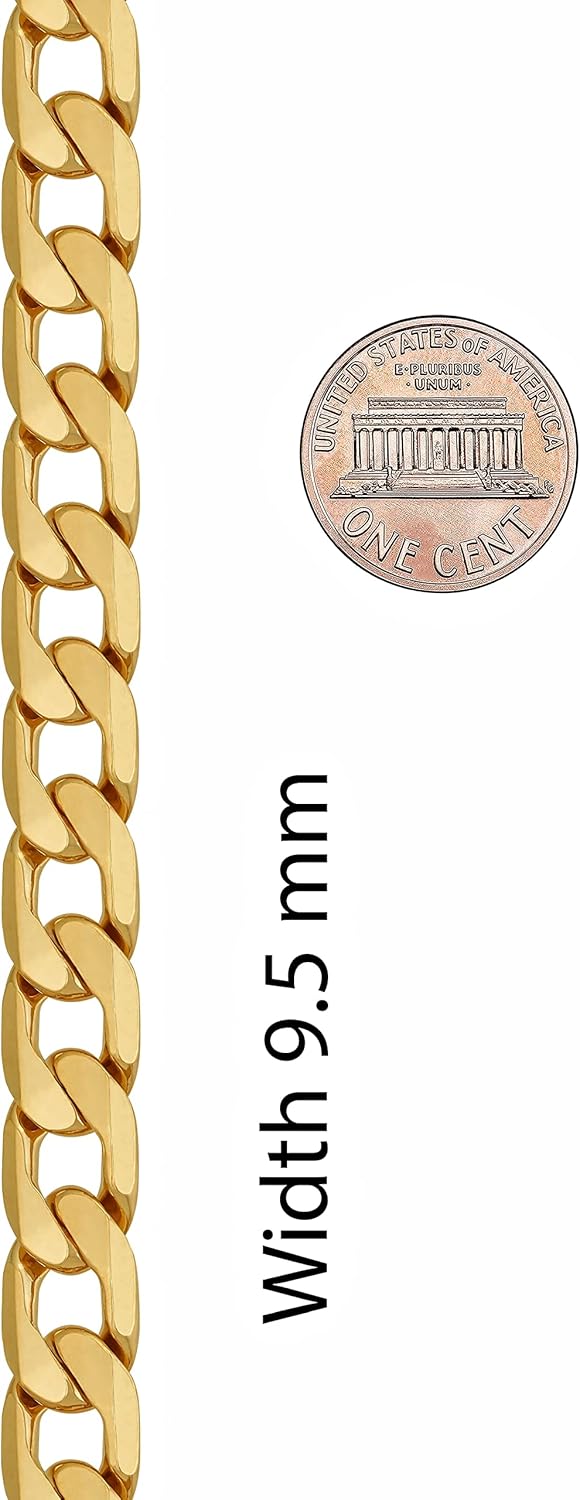 Beveled Cuban Link Curb Chain Necklaces 24K Real Gold Plated (3Mm, 6Mm & 9.5Mm)