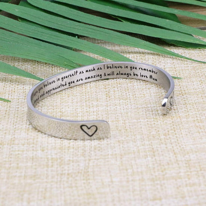 Daughter Mother Bracelets Wide Cuff Bangle Message Engraved Christmas Gifts for Her