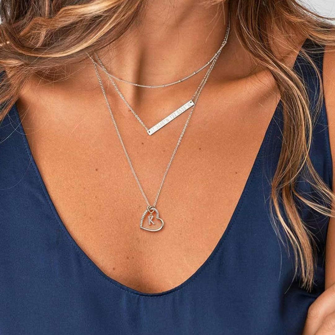 Heart Initial Necklaces for Girls Teen Women, 14K Gold Plated Cubic Zirconia Heart Pendant Necklace, Dainty Initial Heart Necklace Letter a - Z Jewelry Gifts for Girls Women