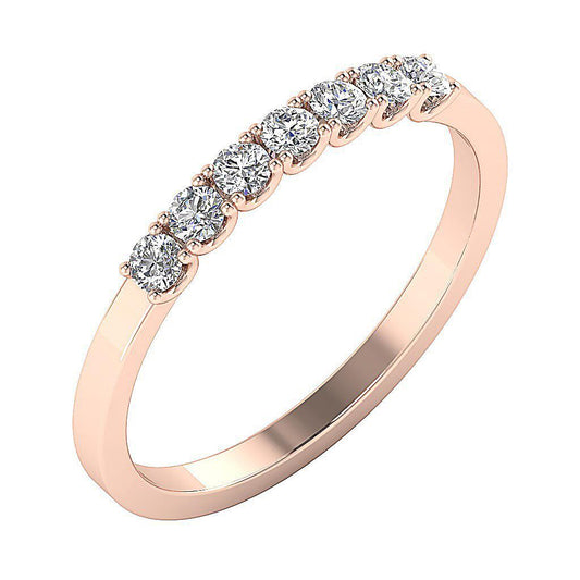 7 Stone Wedding Ring VVS F 0.40 Carat Lab Grown Diamond 14K Rose Gold Appraisal