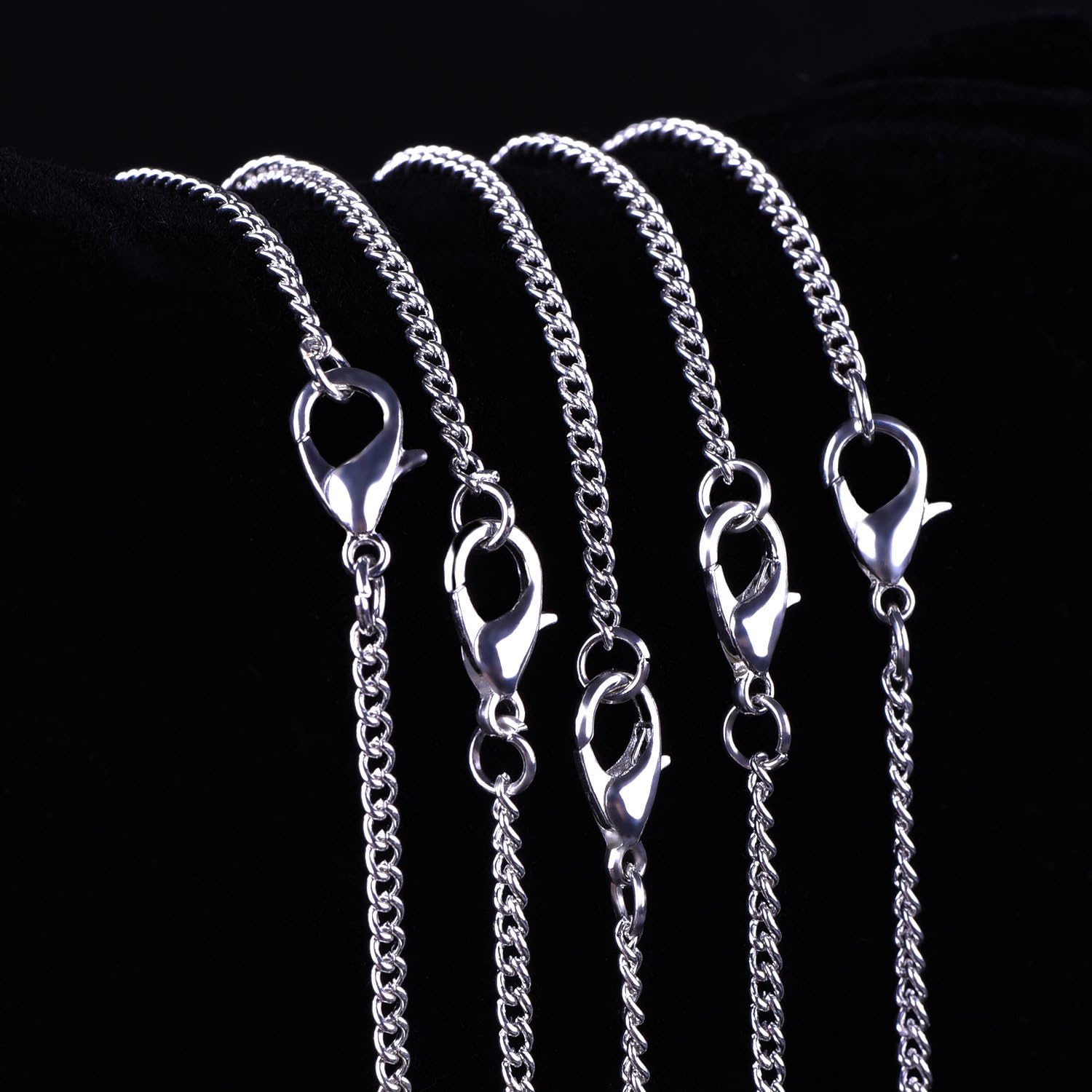 12 Pack Iron DIY Chain Necklaces Lobster Clasp Link Chain Necklaces Silver Plated (20 Inch)