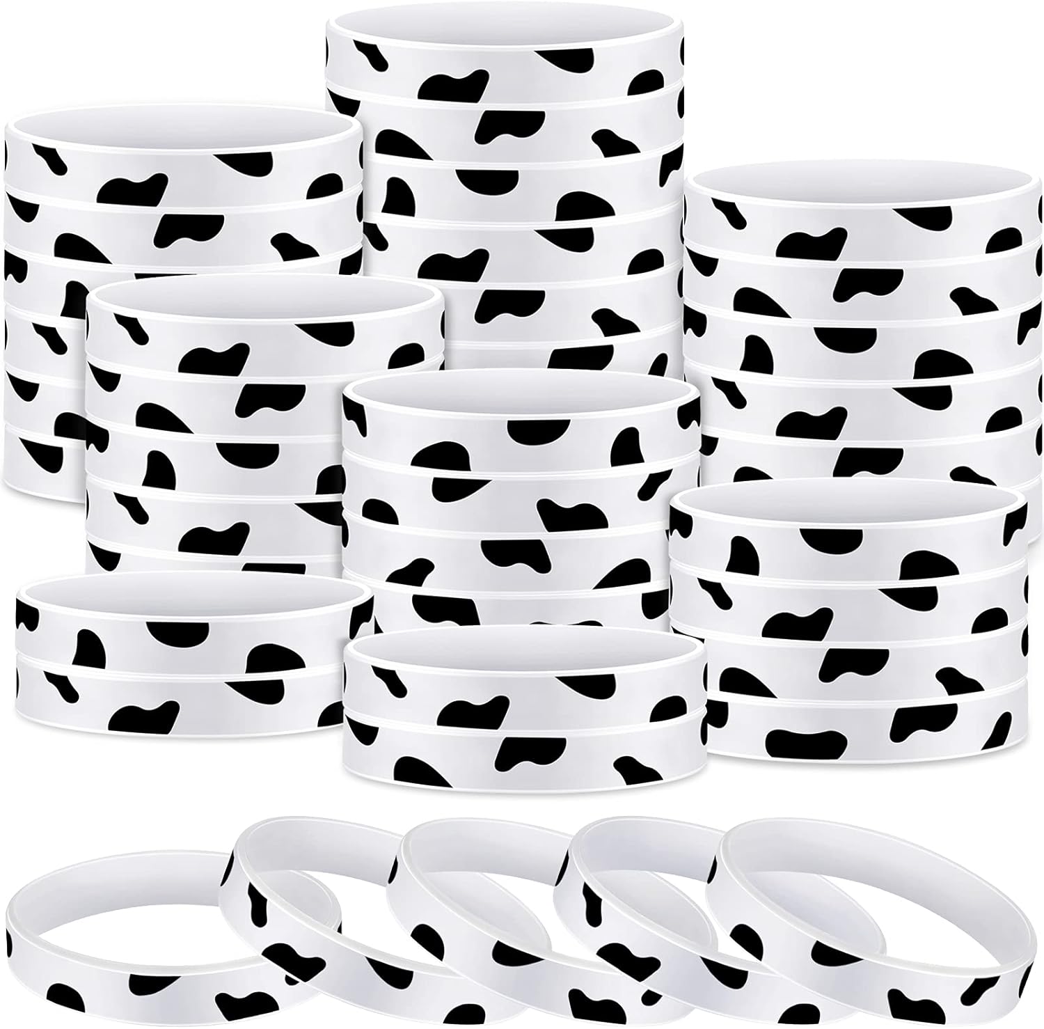 Cow Print Rubber Bracelets Cow Print Slap Bracelet for Party Cute Cow Animal Print for Western Party Jewelry Bracelets Slap Bracelets