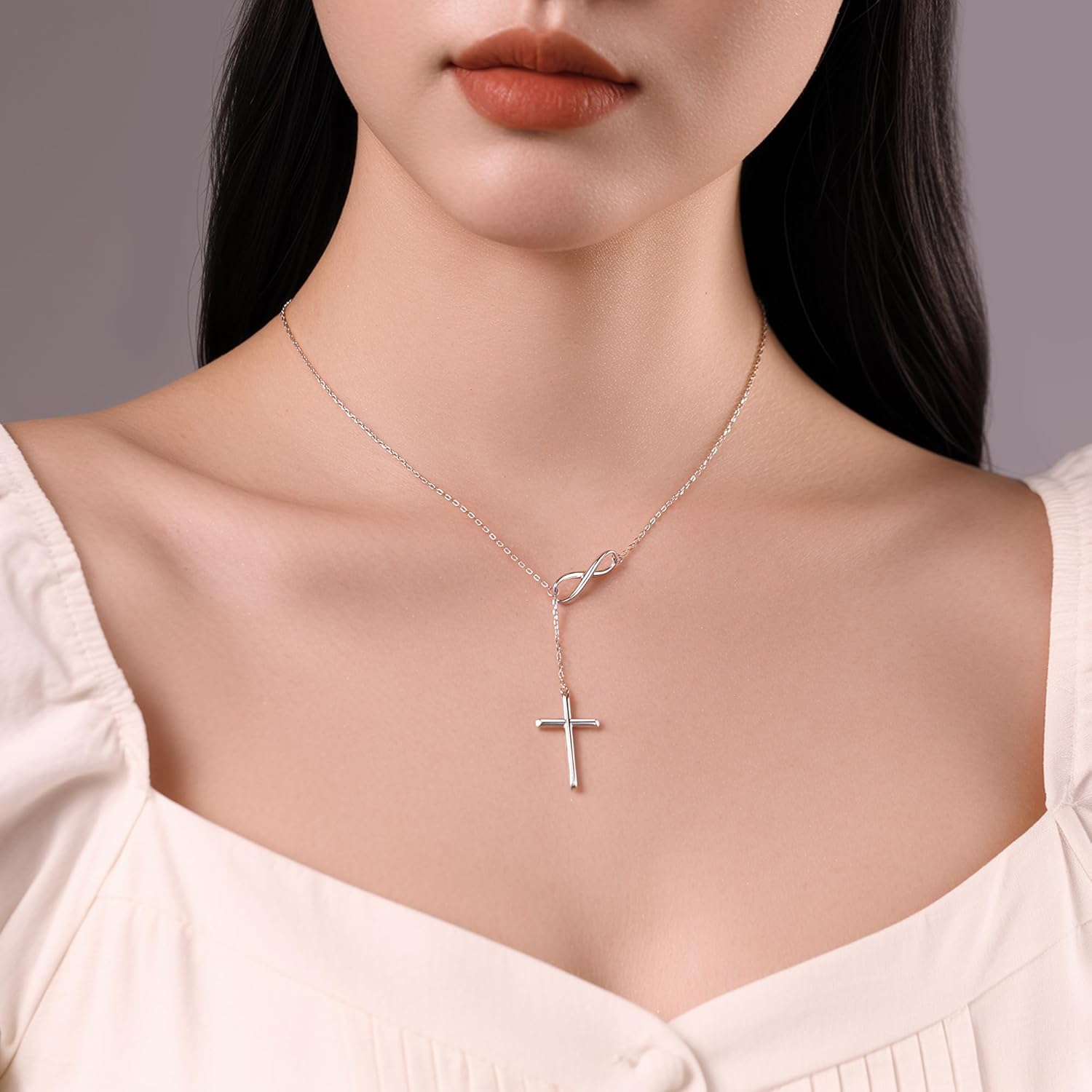 925 Sterling Silver Infinitysilver Cross Necklaces for Women - Cross Pendants 3 Color Styles Religious Jewelry with Adjustable Chain - Top Gifting Idea