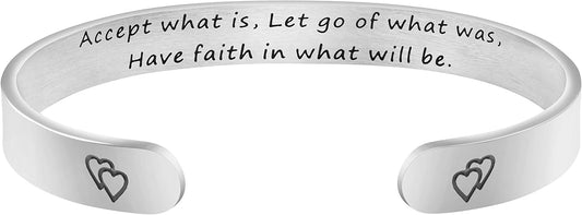 Christian Bracelets for Women Inspirational Encouragement Gift Accept What Is, Let Go of What Was, Have Faith in What Will Be