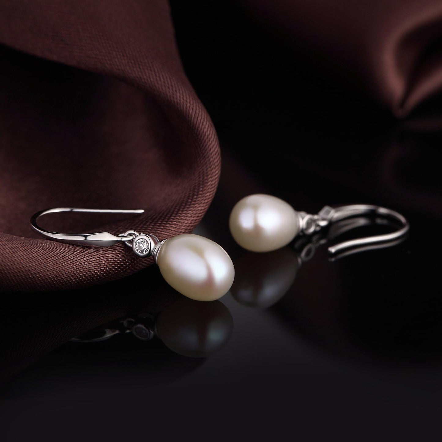 Pearl Earrings for Women 925 Sterling Silver Hook Earrings Dangle Drop Pearl Earrings Silver Drop Earrings for Women, Come with Gift Box