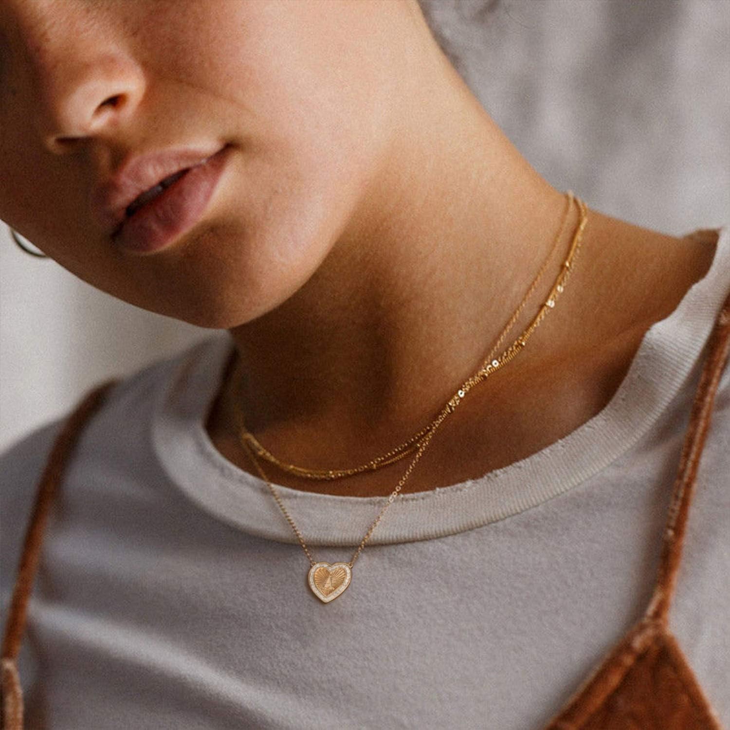 Gold Necklace for Women 14K Gold Plated Emerald Necklace Pendant with CZ Simple Adjustable Chain Choker Necklaces Jewelry for Women