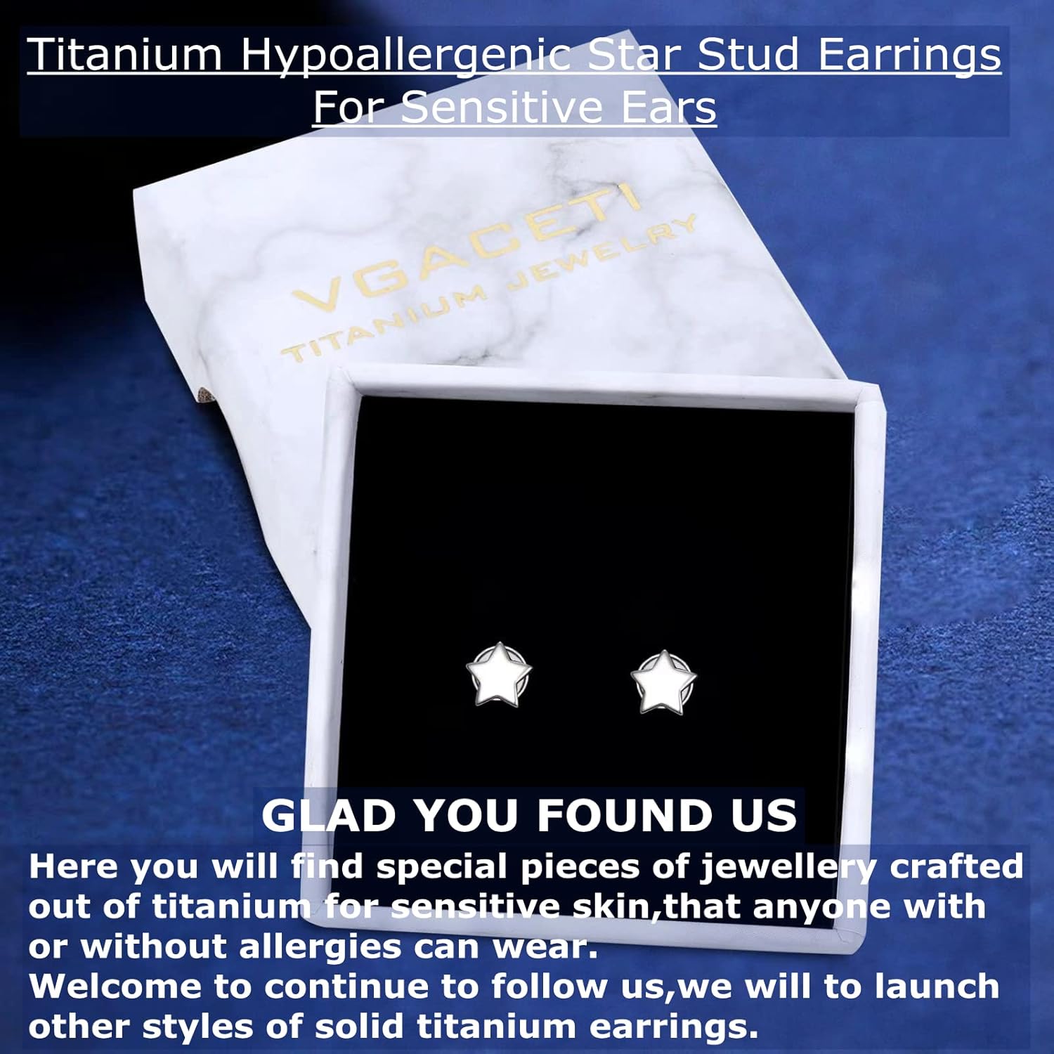 Titanium Earrings, Hypoallergenic Stud Earrings for Women Men Sensitive Ears Star/Moon/Lightning Bolt/Open Heart Premium High Polished (Shiny Grey)