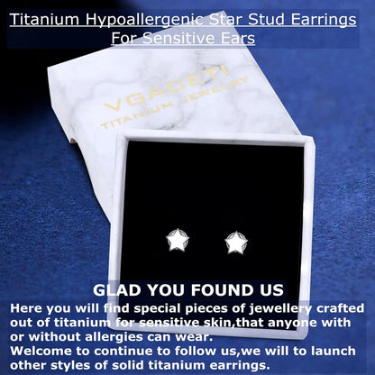 Titanium Earrings, Hypoallergenic Stud Earrings for Women Men Sensitive Ears Star/Moon/Lightning Bolt/Open Heart Premium High Polished (Shiny Grey)