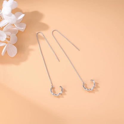 925 Sterling Silver Wave Cuff Earrings Wrap Tassel Earrings for Women Dangle Earrings Threader Chain