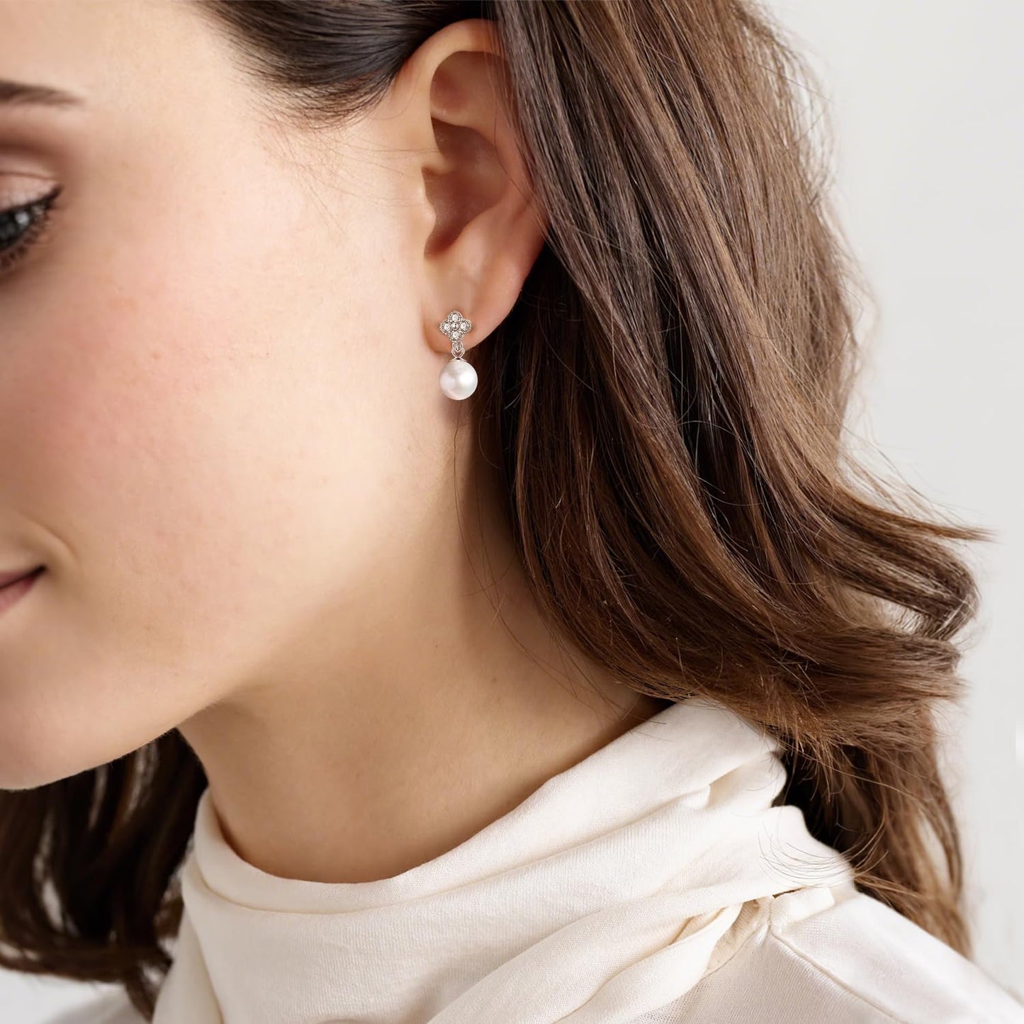 Pearl Drop Earrings for Women 925 Sterling Silver Dangling Earring Small and Elegant Dangly Lightweight Jewelry