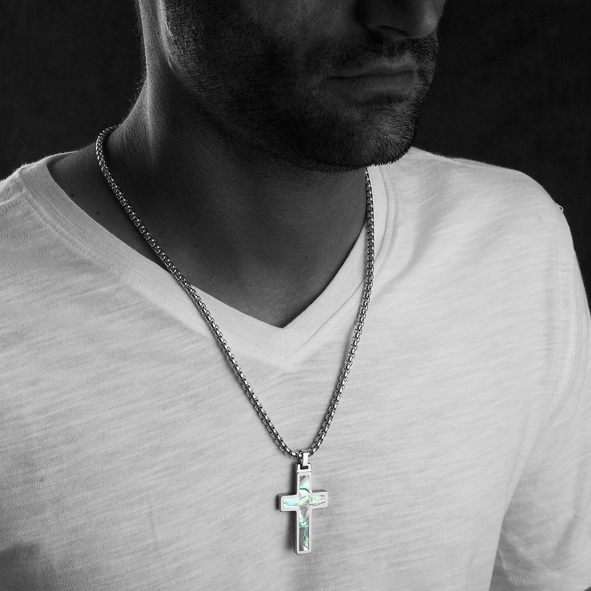 Unique GESTALT® Tungsten Cross Pendant with 4Mm Surgical Stainless Steel Box Chain.
