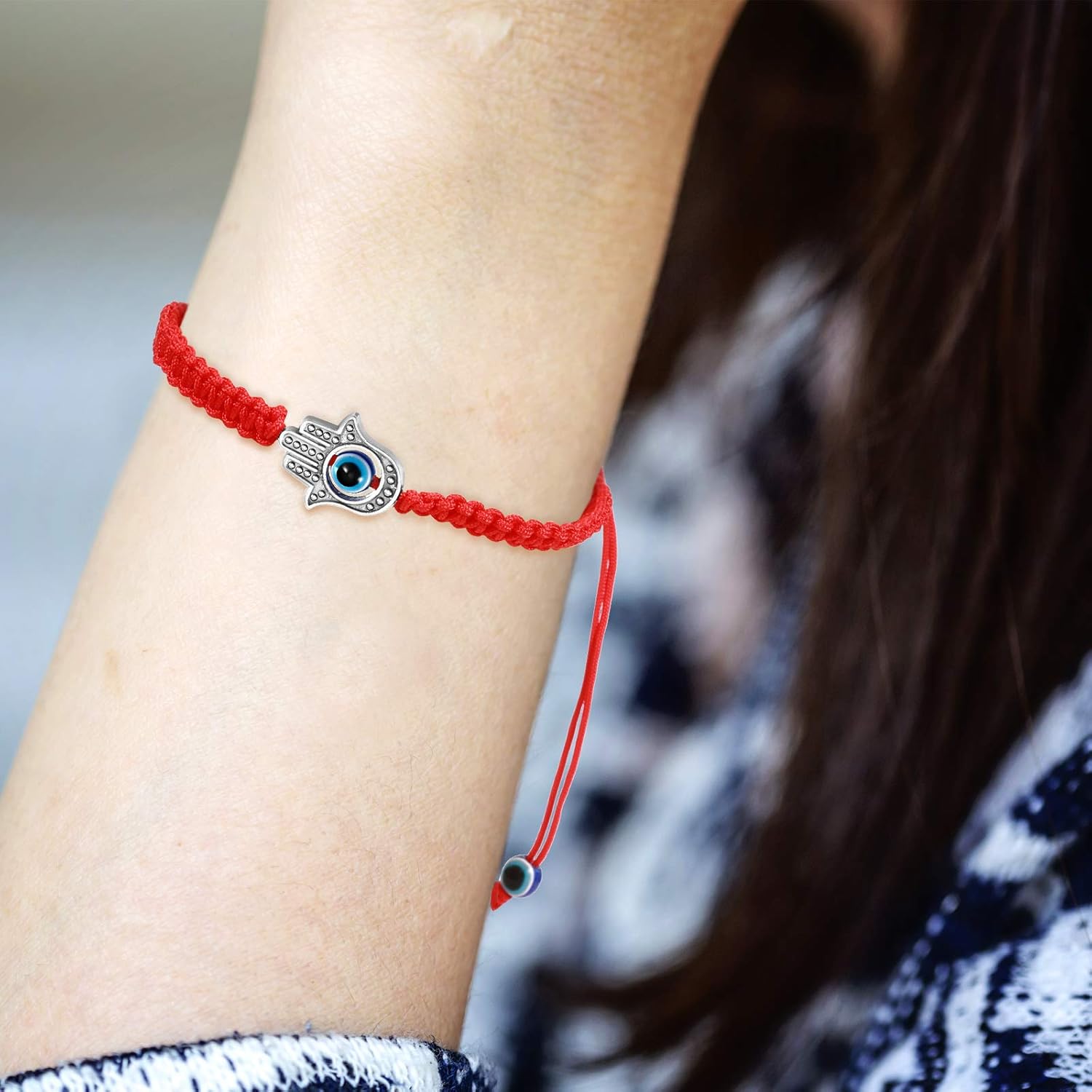 12 Pieces Evil Eye Braided Bracelets Adjustable Kabbalah Bracelets Handmade Braided Cord Protection Bracelets Lucky Friendship Bracelets
