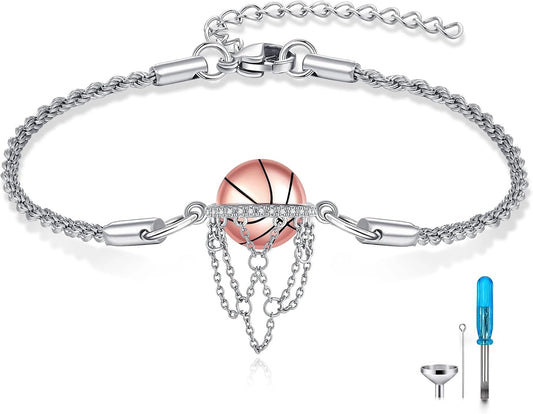 925 Sterling Silver Basketball Urn Memorial Bracelet
