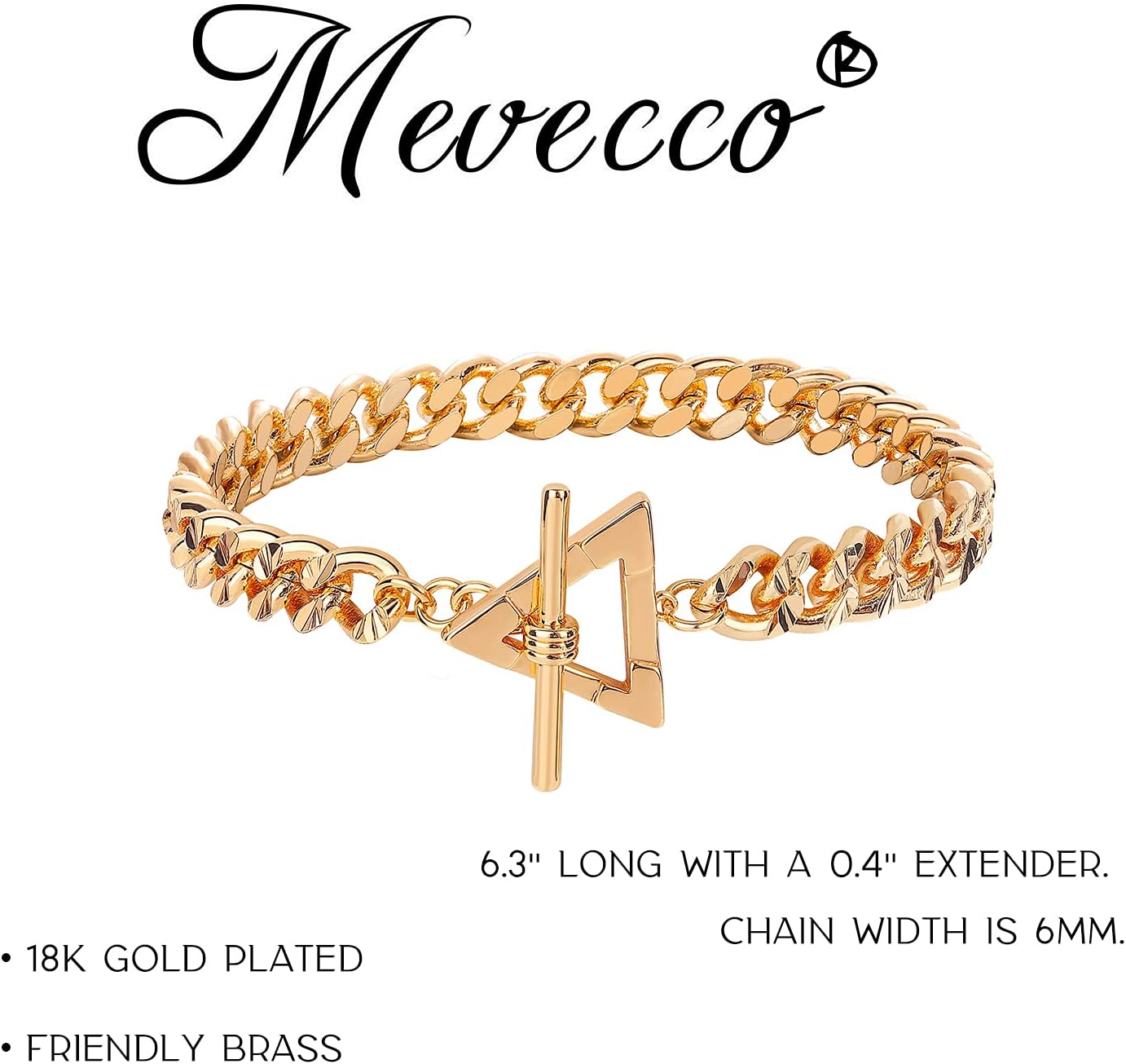 Gold Cuban Link Bracelets for Women,18K Gold Plated Delicate Handmade Wide Chain Bracelet for Her Fashion Jewelry