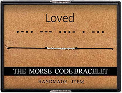 Morse Code Bracelets, Inspirational Morse Code Family Gifts, Secret Message Friendship, Ajustable Couples Bracelet Jewelry for Women Men