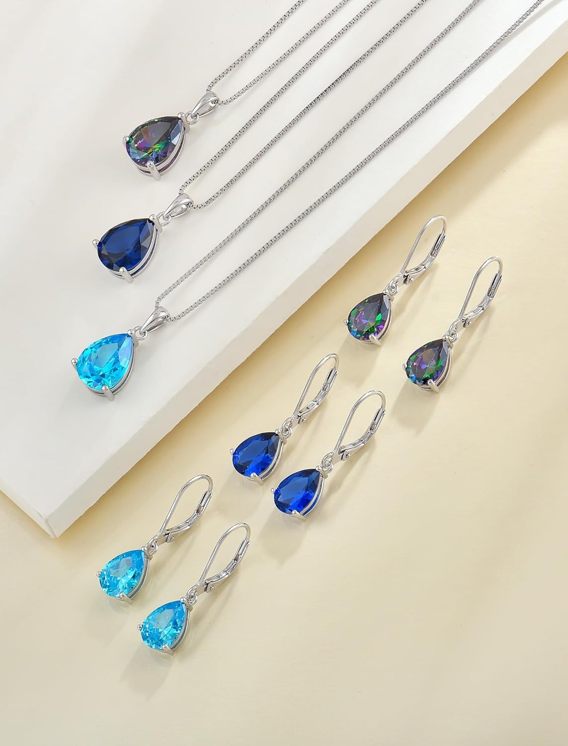 925 Sterling Silver Teardrop Dangle Drop Earrings for Women 7X10 MM Solitaire Birthstone Leverback Jewelry