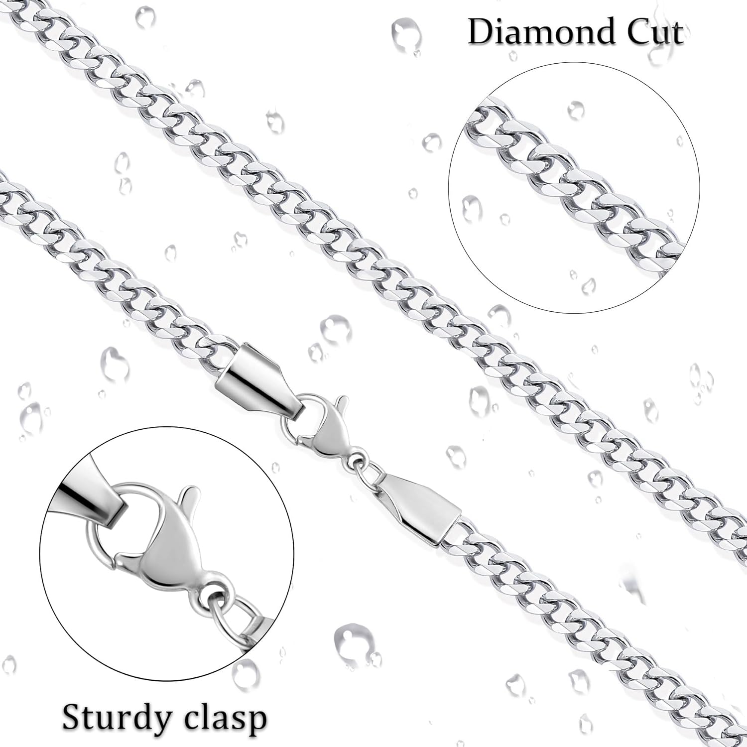 5Mm Silver Tone/Gold Cuban Link Chain for Men, Mens Chain Necklaces, Stainless Steel Chain Necklaces for Men Women, 3.5/4/5Mm