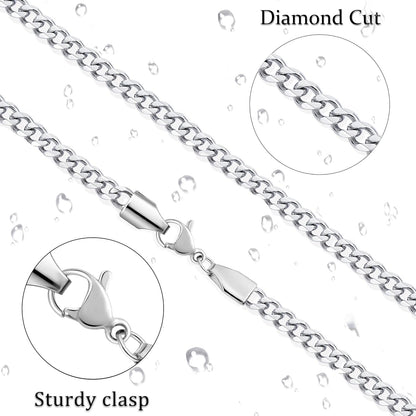 5Mm Silver Tone/Gold Cuban Link Chain for Men, Mens Chain Necklaces, Stainless Steel Chain Necklaces for Men Women, 3.5/4/5Mm