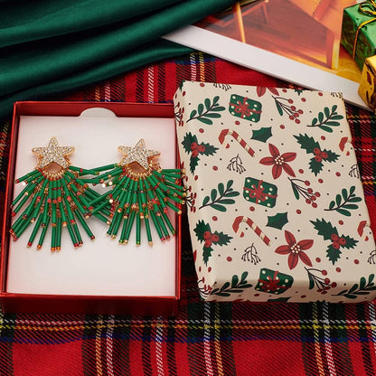 Christmas Earrings for Women Green Christmas Tree Dangle 14K Gold Plated Alloy Cute Holiday Earrings Dangle Hypoallergenic Statement Christmas Gifts…