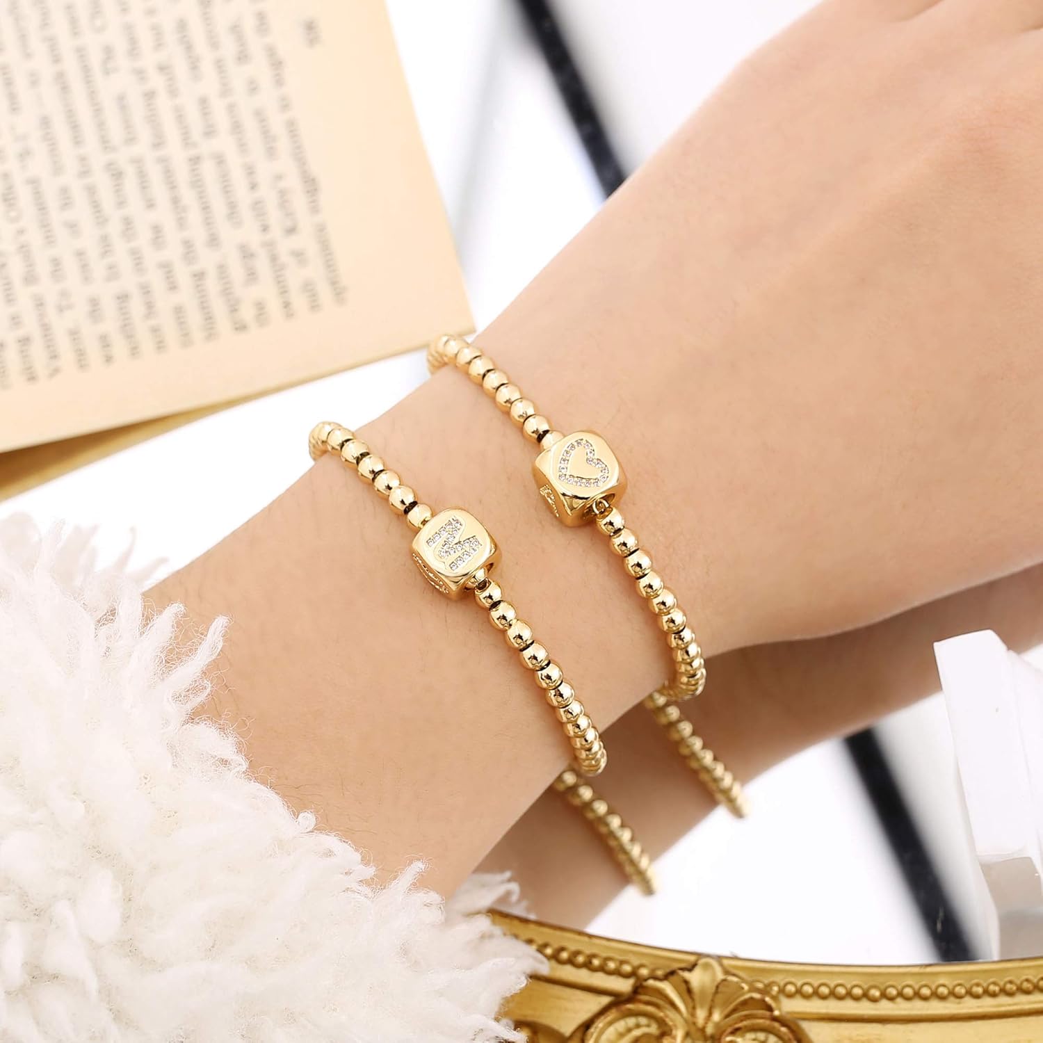 Initial Beaded Bracelets for Women Trendy, Letter Bead Bracelet Personalized Initial Bracelets for Women Bead Bracelet for Teen Girls Jewelry Gifts