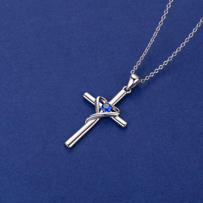 925 Sterling Silver Cross Necklace for Women Men 5A CZ Birthstone Necklaces 14K Gold Plated or Rose Gold Necklace for Easter or Mother'S Day