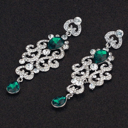 Exquisite Teardrop Crystal Bridal Wedding Earrings Vintage Chandelier Dangle Long Earrings for Women
