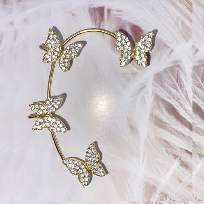 Zircon Butterfly Earrings,Butterfly Earrings for Women,Butterfly Ear Wrap Earrings,No Piercing Ear Clip,For Women Jewellery