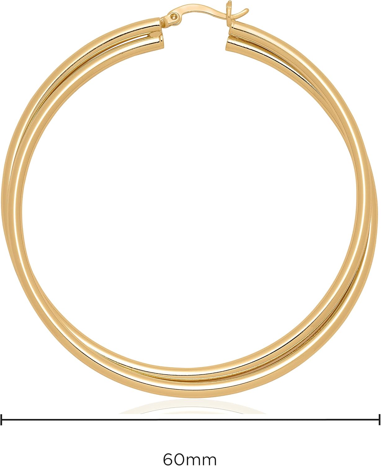 Twist Earrings - Gold Twisted Hoop Earrings & Thick Silver Hoop Earrings for Women - Big Chunky Gold Statement Earrings (Crossover / 14K Gold Plated / 60 Mm - 2.4 In)
