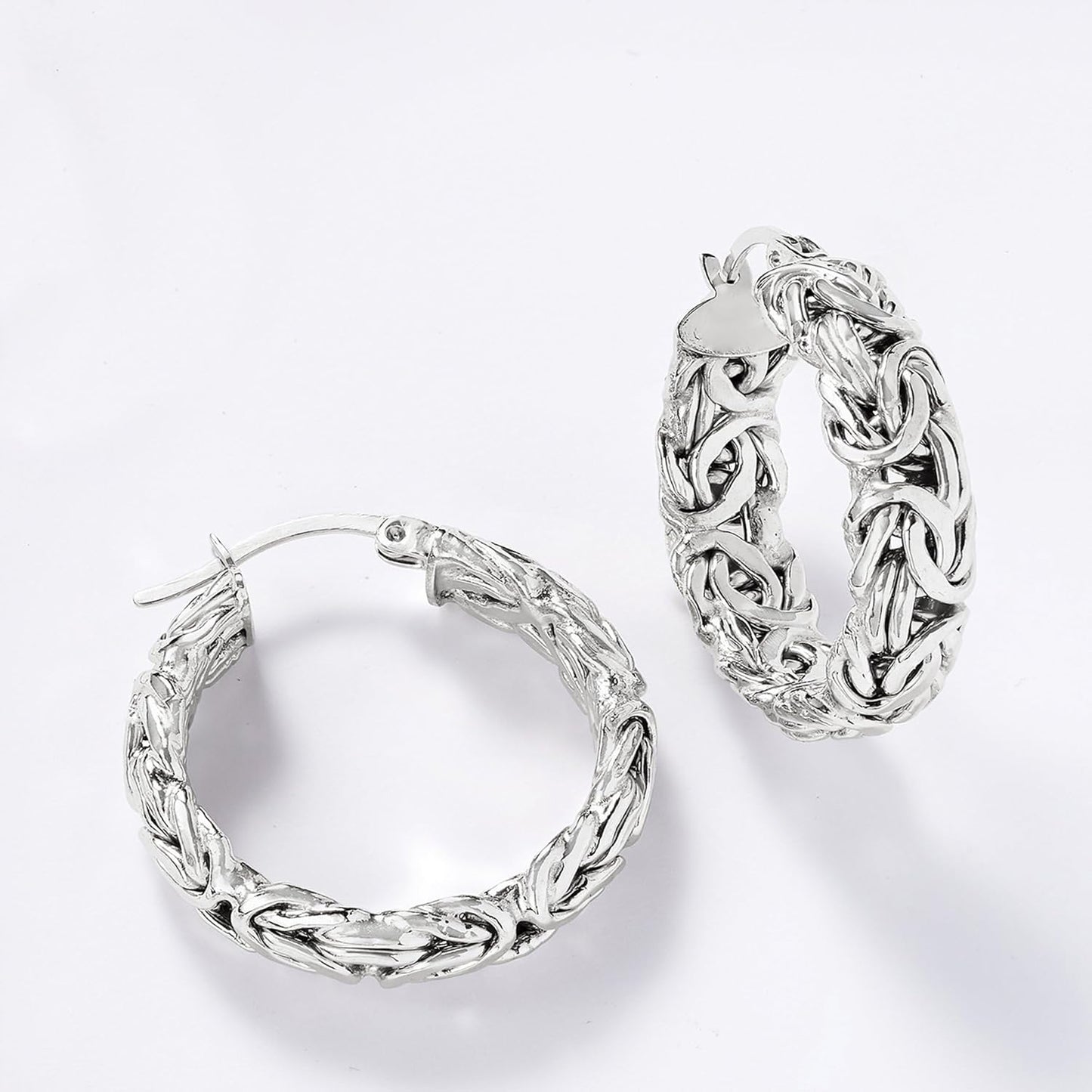 Sterling Silver Byzantine Hoop Earrings