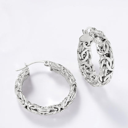 Sterling Silver Byzantine Hoop Earrings