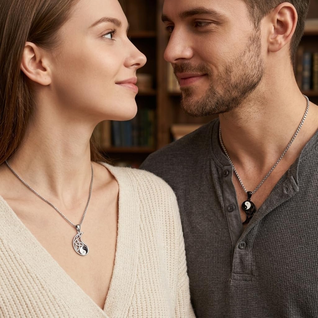 18K White Gold-Plated Yin Yang Pendant Necklace