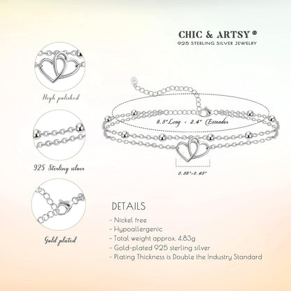 Womens Sterling Silver Created Opal Layered Anklet Bracelet Dainty Beaded Chain Adjustable 11" Best Friend Anklet