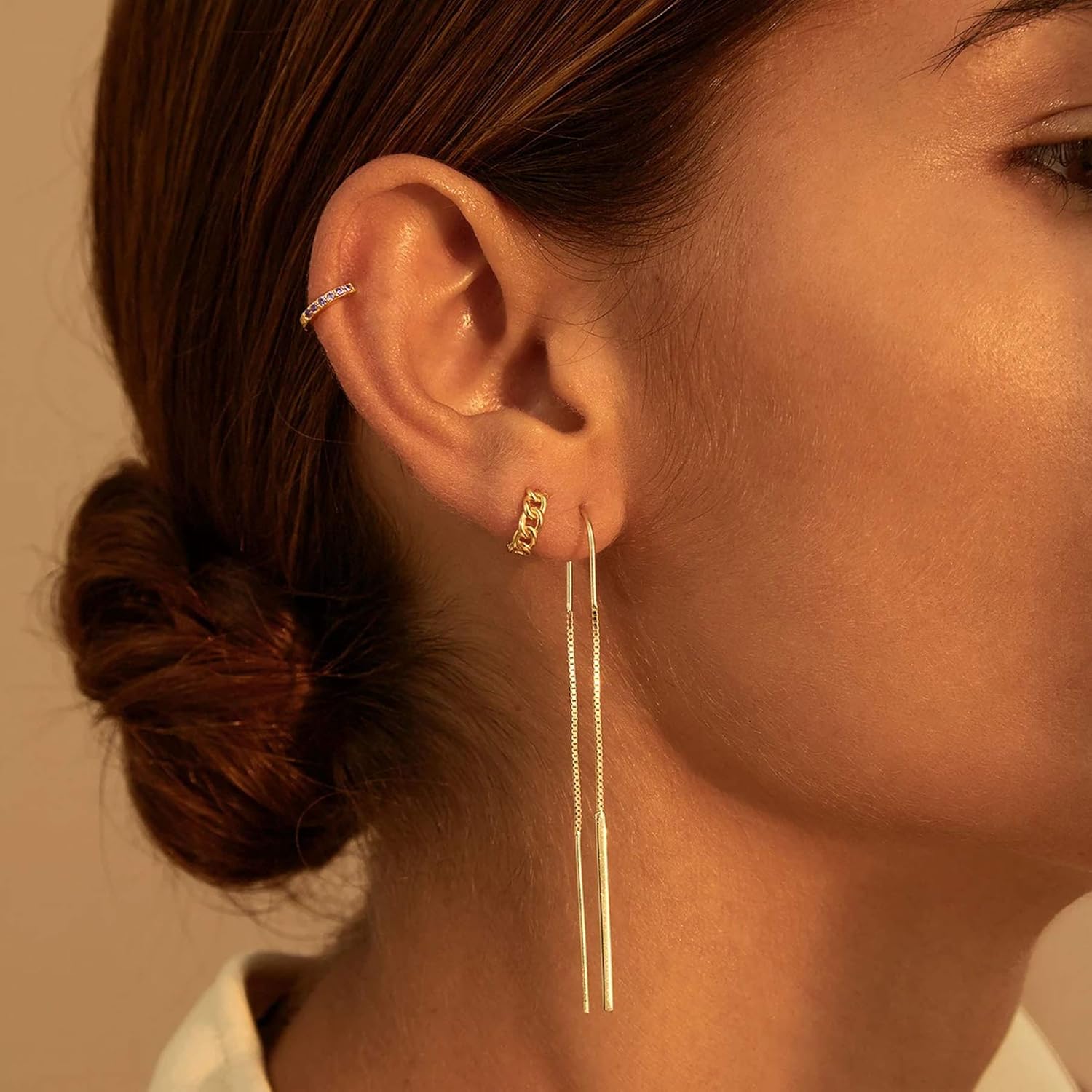 Gold Hoop Earrings for Women 18K Gold Plated Huggie Earrings Handmade Simple Minimalism Hoop Hypoallergenic Earrings for Everyday Jewelry