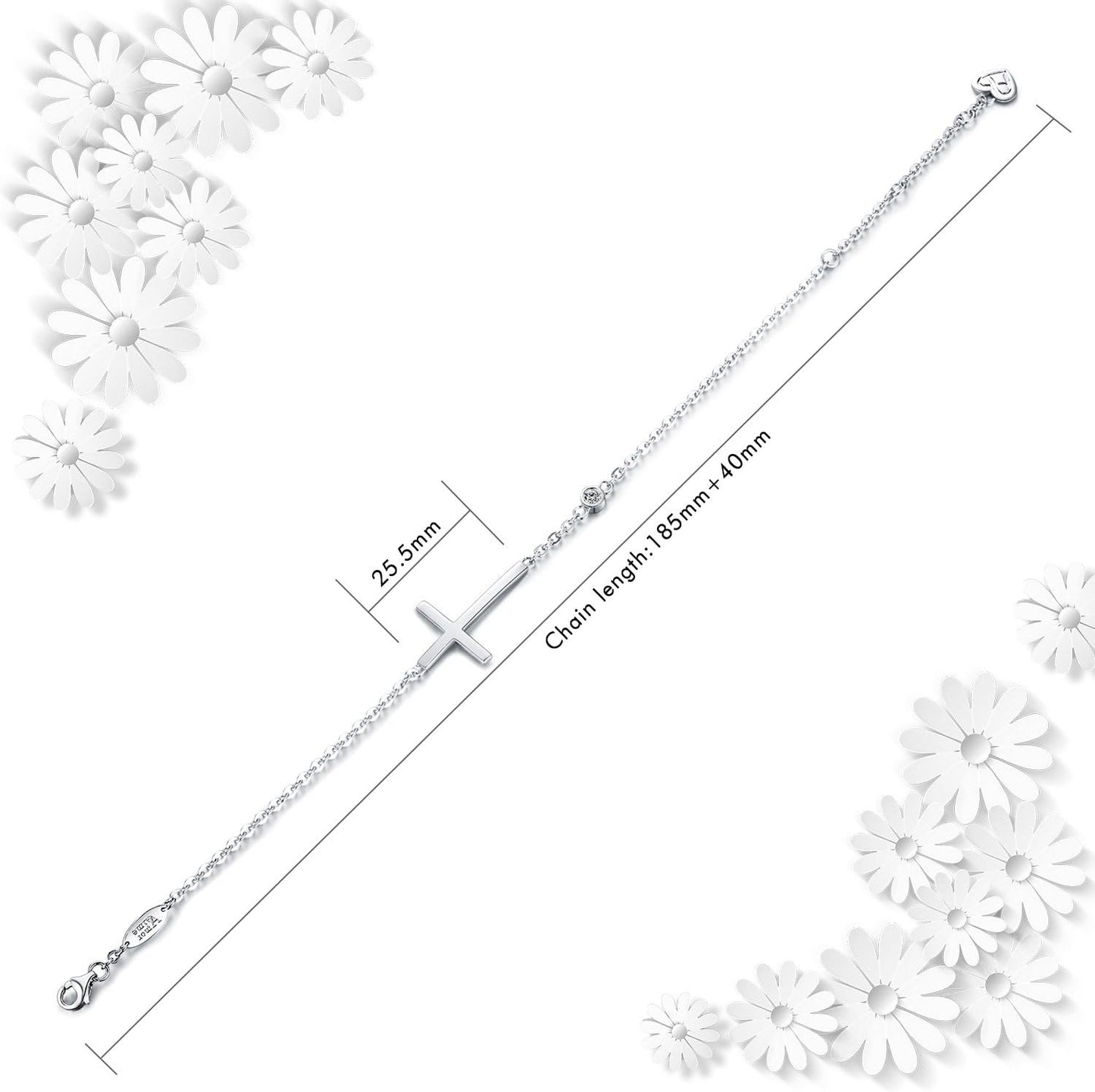 925 Sterling Silver Cross Bracelet for Women Christian Faith Bracelet 14K Gold Plated Bracelets Believe CZ Adjustable for Easter or Holiday