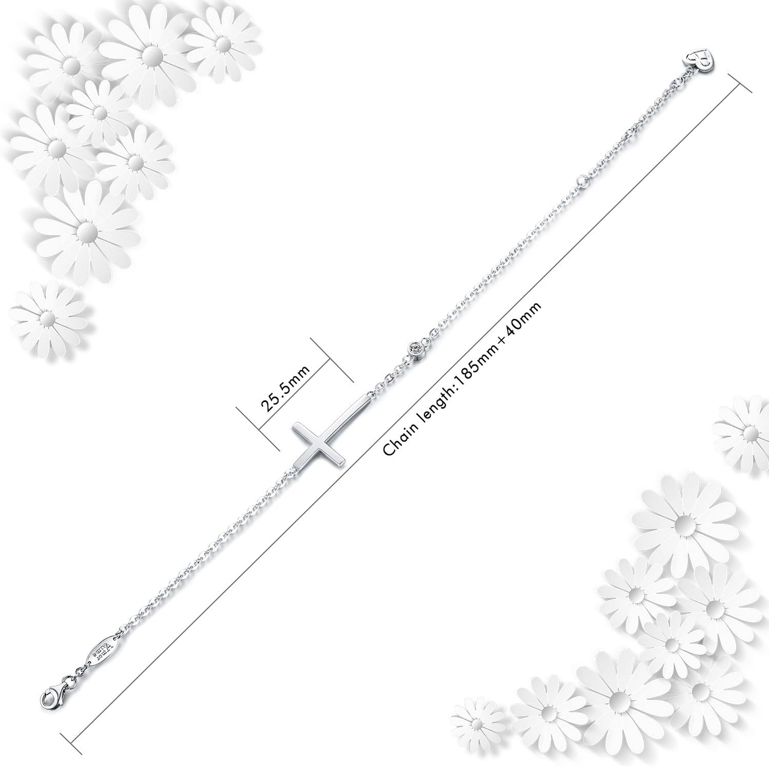 925 Sterling Silver Cross Bracelet for Women Christian Faith Bracelet 14K Gold Plated Bracelets Believe CZ Adjustable for Easter or Holiday