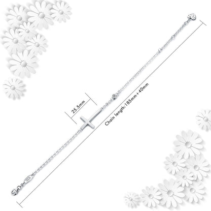 925 Sterling Silver Cross Bracelet for Women Christian Faith Bracelet 14K Gold Plated Bracelets Believe CZ Adjustable for Easter or Holiday