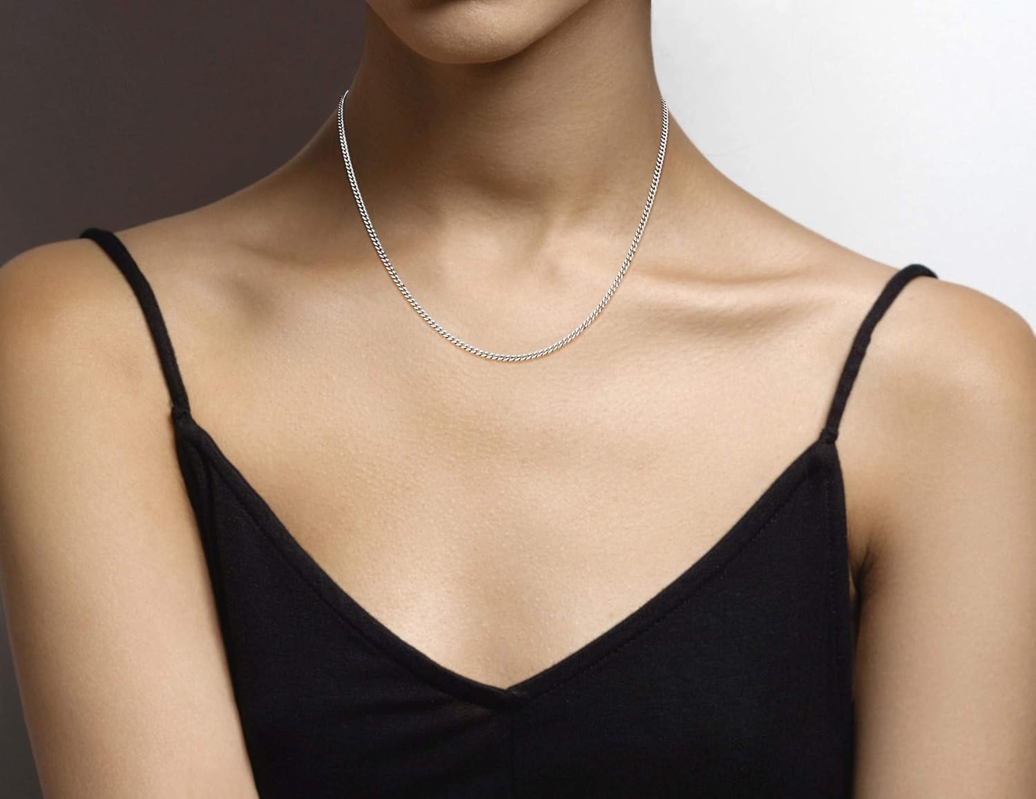 Italian 925 Sterling Silver, 18Kt Gold Plated 2.3Mm Curb Cuban Link Chain Necklace Made in Italy