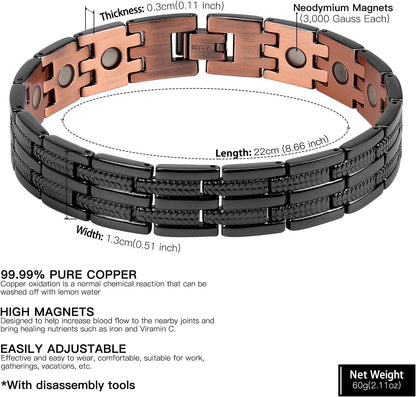Mens Copper Bracelet for Magnetic Adjustable Bracelets