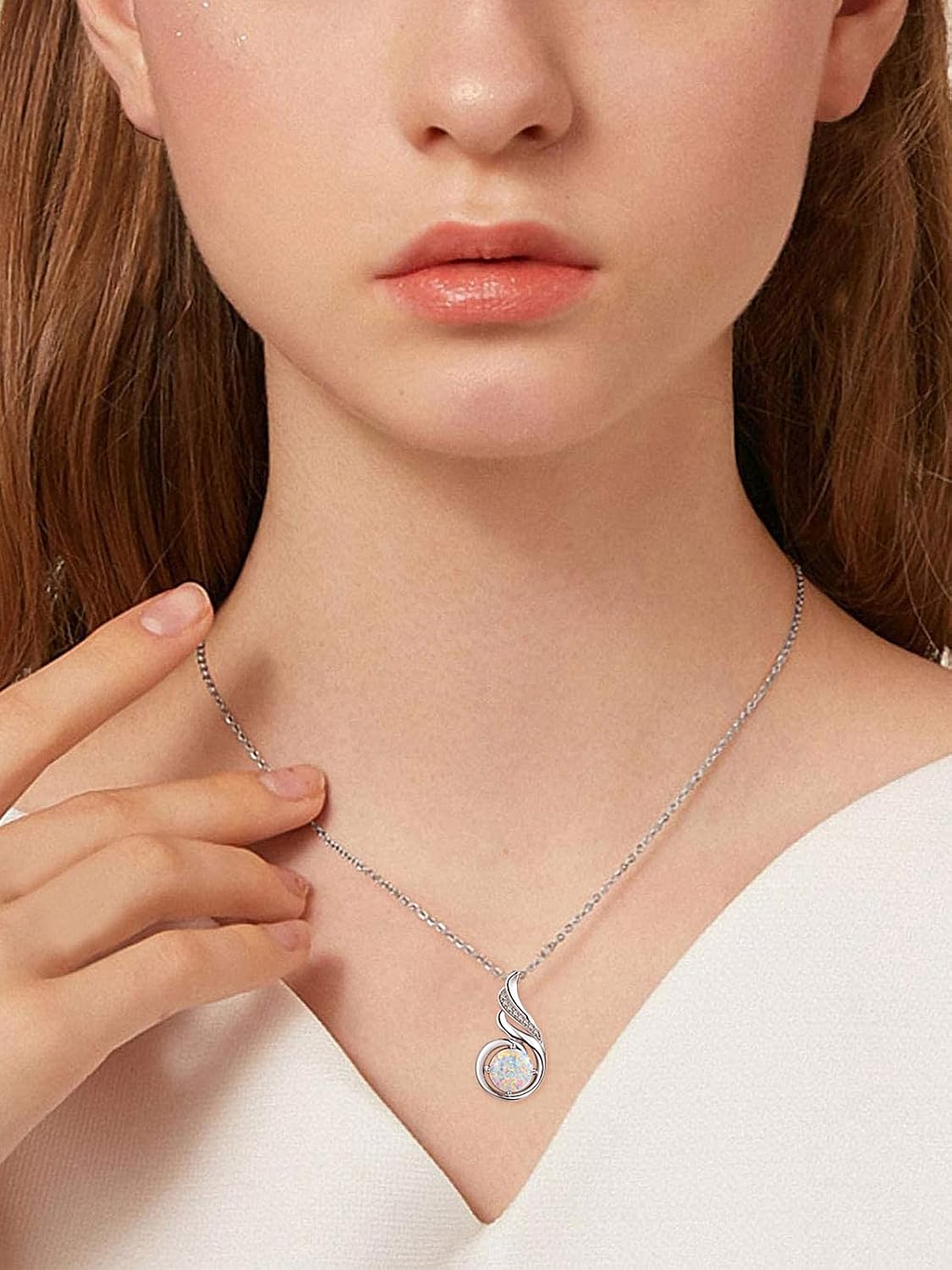 Birthstone Gemstone Necklaces for Women 925 Sterling Silver Dainty Pendant Jewelry Valentines Mothers Day Christmas Birthday Gifts for Mom Girlfriend Wife Daughter