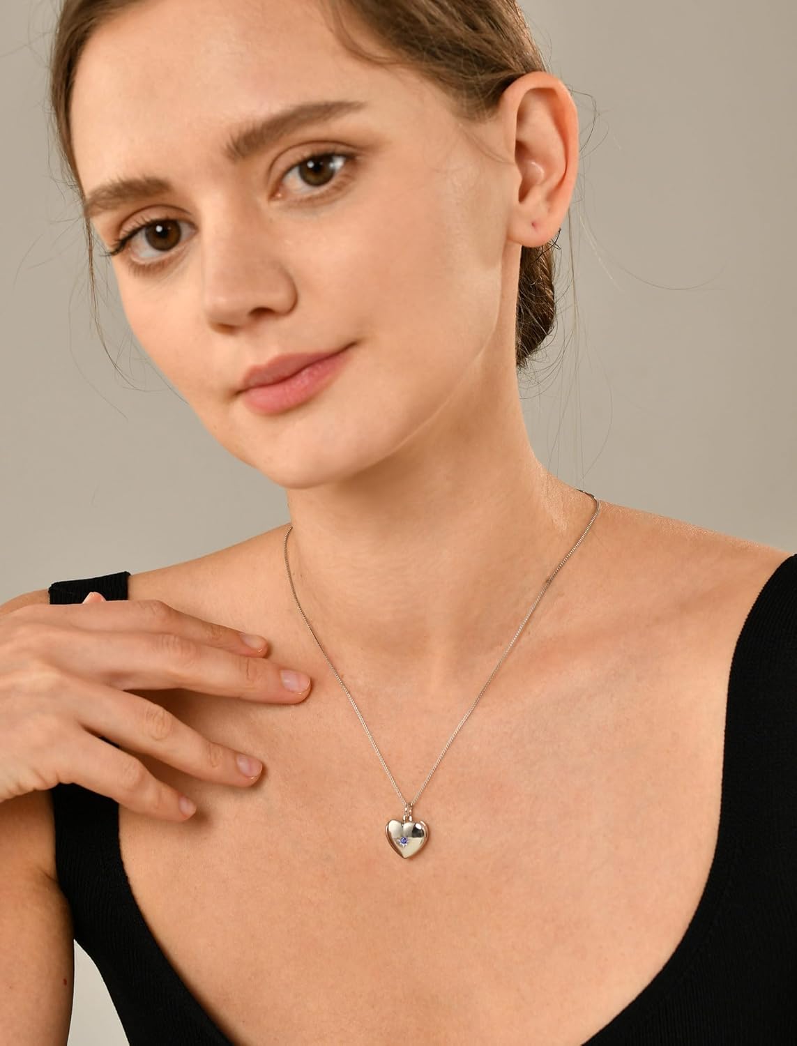 Heart Locket Picture Necklace Sterling Silver Personalized Photo Pendant Birthstone Jewelry for Women