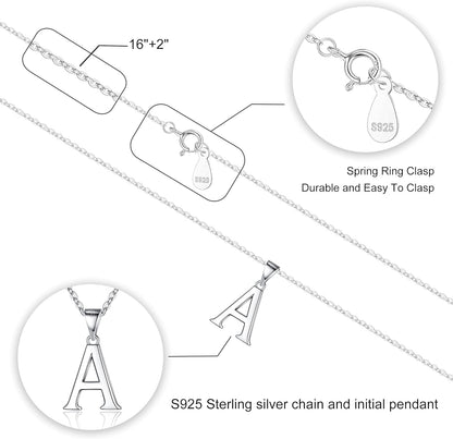 S925 Sterling Silver Initial Necklaces for Women, Dainty Hypoallergenic Initial Necklace Letter Initial Pendant S925 Sterling Silver Initial Necklace for Women Jewelry Gifts