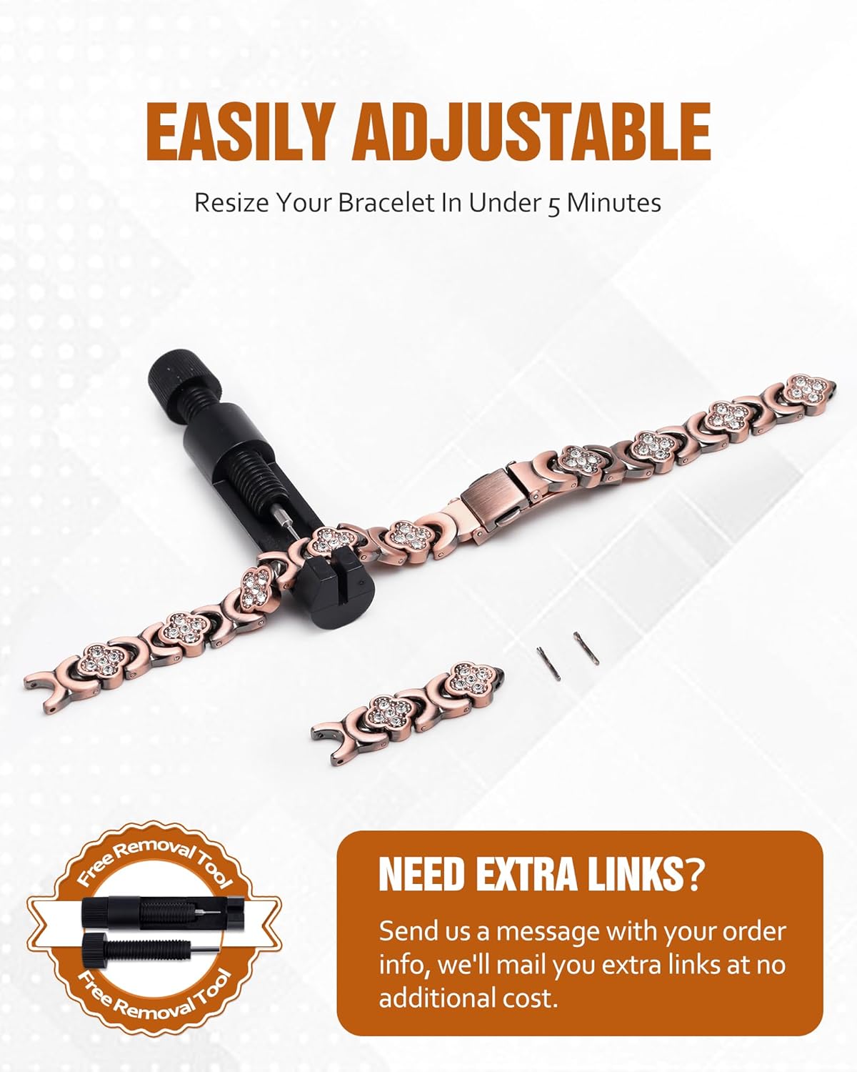 Pure Copper Bracelet for Women, Ultra Strength Magnetic Therapy Bracelets with 3800 Gauss Magnets，Four-Leaf Clover Jewelry