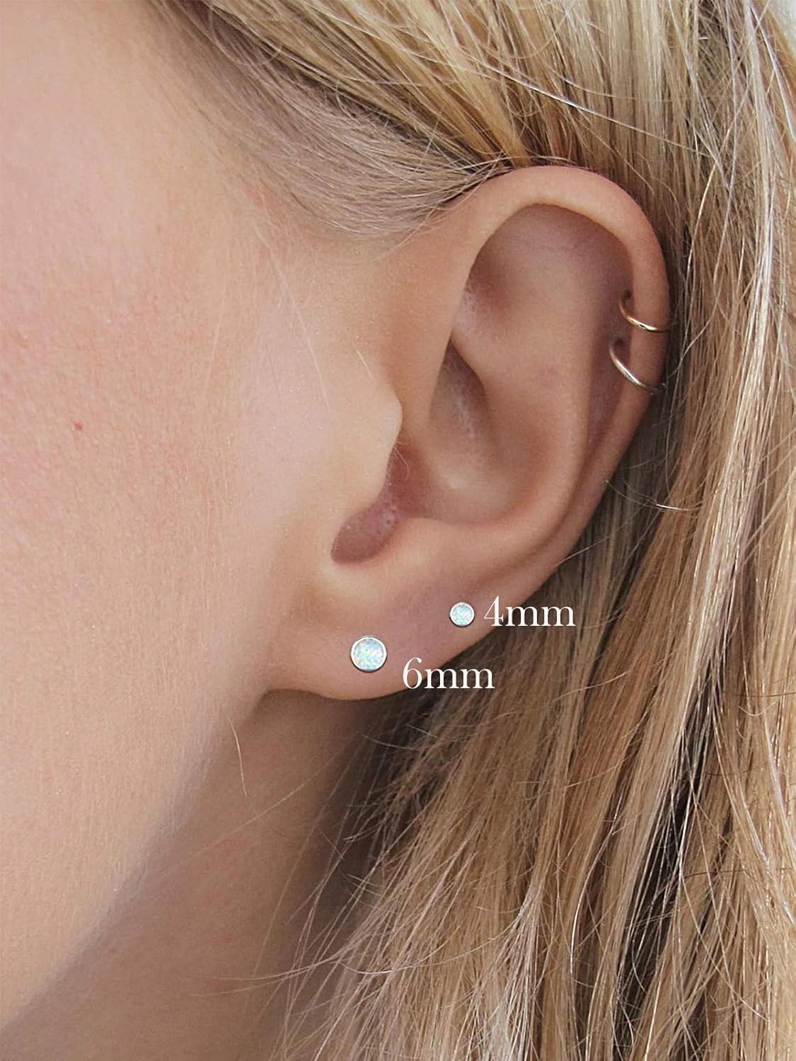 4Mm Opal Screw Twist Back Earrings for Women 925 Sterling Silver Tiny Comfy Opal Stud Hypoallergenic Earrings for Sensitive Ears Simulated Opal Jewelry Gifts