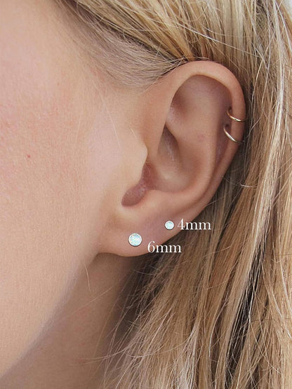 4Mm Opal Screw Twist Back Earrings for Women 925 Sterling Silver Tiny Comfy Opal Stud Hypoallergenic Earrings for Sensitive Ears Simulated Opal Jewelry Gifts
